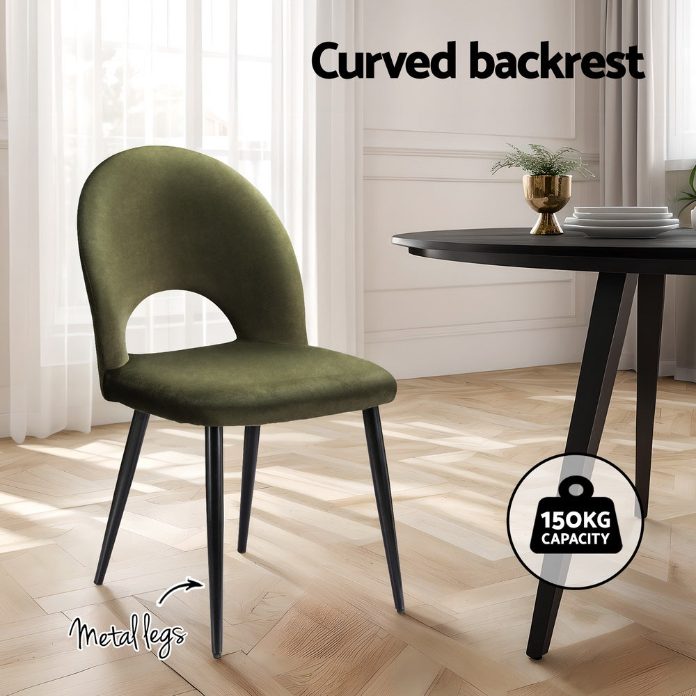 Artiss Dining Chairs Set of 4 Velvet Hollow Green-Furniture > Dining > Kitchen & Dining Chairs-PEROZ Accessories