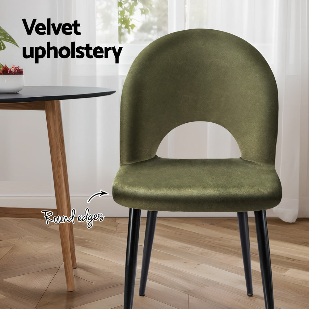 Artiss Dining Chairs Set of 4 Velvet Hollow Green-Furniture > Dining > Kitchen & Dining Chairs-PEROZ Accessories