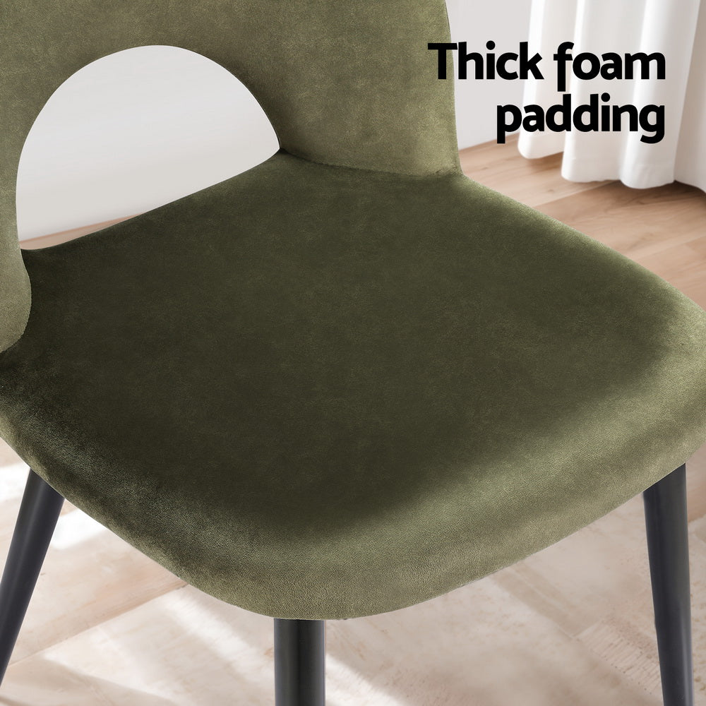 Artiss Dining Chairs Set of 4 Velvet Hollow Green-Furniture > Dining > Kitchen & Dining Chairs-PEROZ Accessories