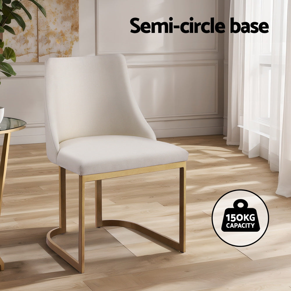 Artiss Dining Chairs Set of 2 Linen Fabric Frame Beige-Furniture > Dining-PEROZ Accessories