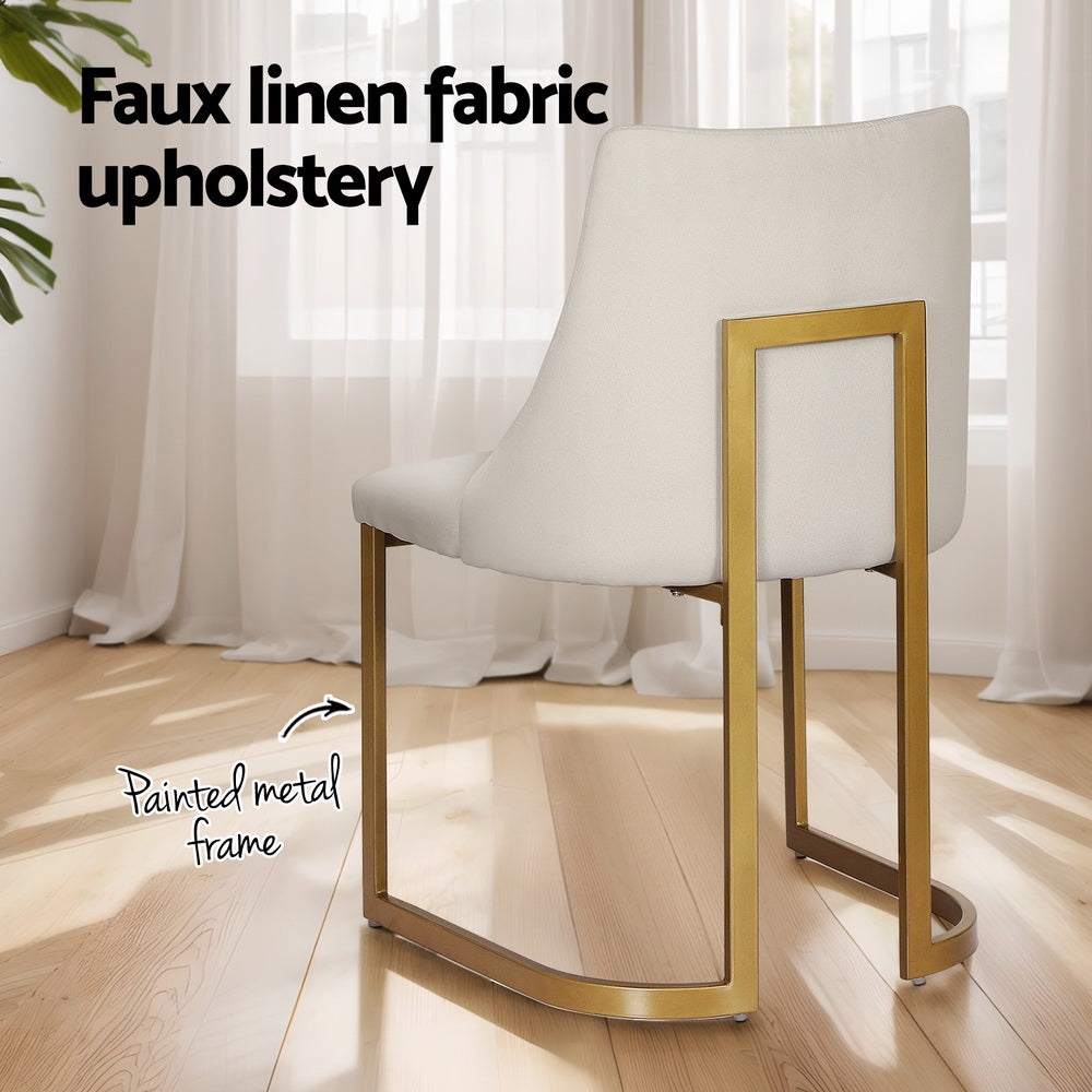 Artiss Dining Chairs Set of 2 Linen Fabric Frame Beige-Furniture > Dining-PEROZ Accessories