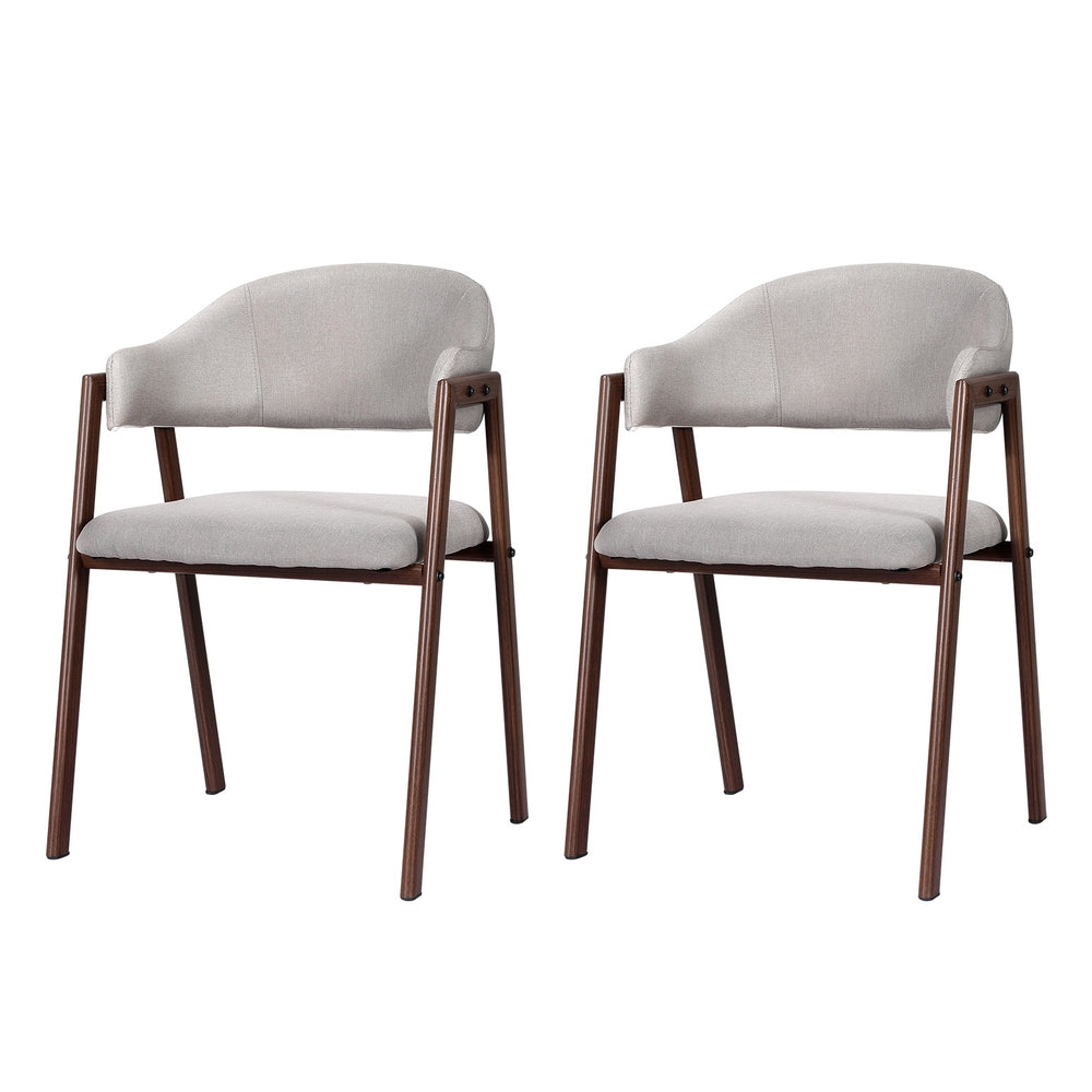 Artiss Dining Chairs Grey Linen Fabric Set Of 2 Nadi-Furniture > Bar Stools & Chairs-PEROZ Accessories
