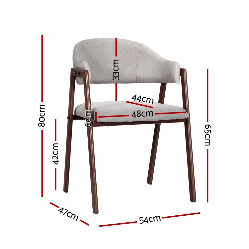 Artiss Dining Chairs Grey Linen Fabric Set Of 2 Nadi-Furniture > Bar Stools & Chairs-PEROZ Accessories