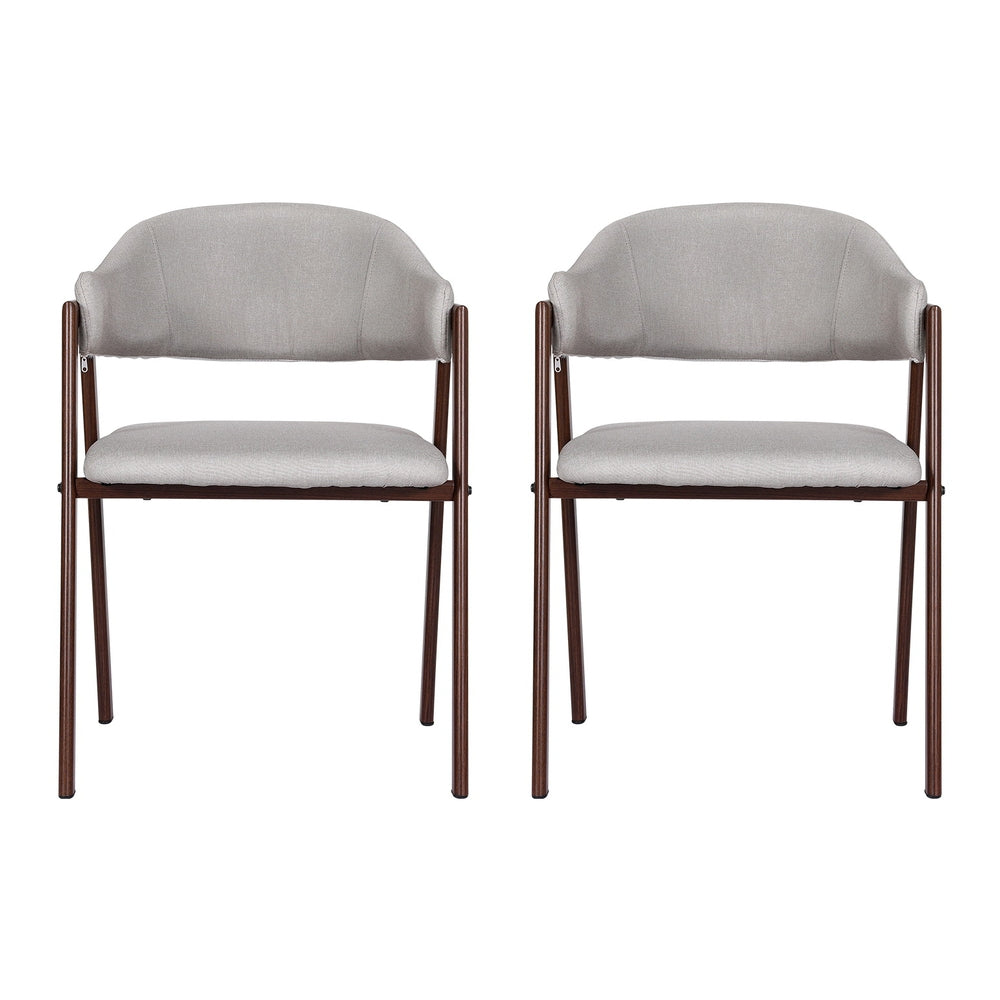 Artiss Dining Chairs Grey Linen Fabric Set Of 2 Nadi-Furniture > Bar Stools & Chairs-PEROZ Accessories