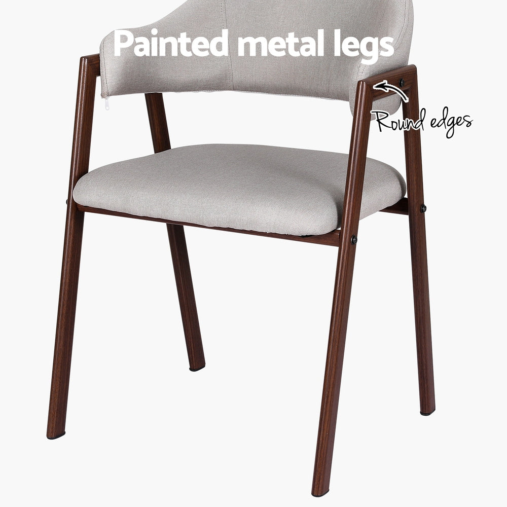 Artiss Dining Chairs Grey Linen Fabric Set Of 2 Nadi-Furniture > Bar Stools & Chairs-PEROZ Accessories