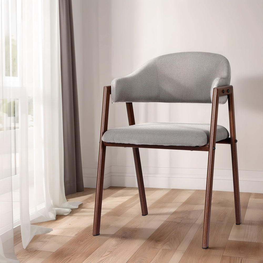 Artiss Dining Chairs Grey Linen Fabric Set Of 2 Nadi-Furniture > Bar Stools & Chairs-PEROZ Accessories