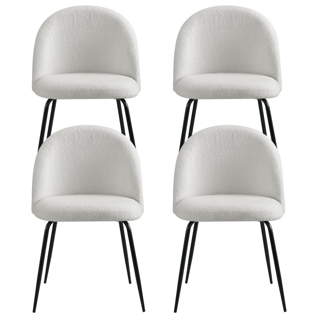 Artiss Dining Chairs Set of 4 Sherpa Boucle White-Furniture > Dining > Kitchen & Dining Chairs-PEROZ Accessories
