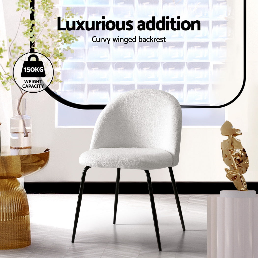 Artiss Dining Chairs Set of 4 Sherpa Boucle White-Furniture > Dining > Kitchen & Dining Chairs-PEROZ Accessories