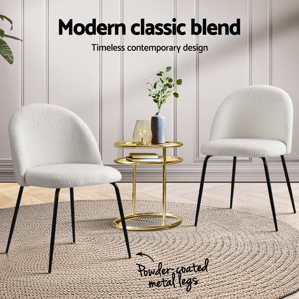 Artiss Dining Chairs Set of 4 Sherpa Boucle White-Furniture > Dining > Kitchen & Dining Chairs-PEROZ Accessories