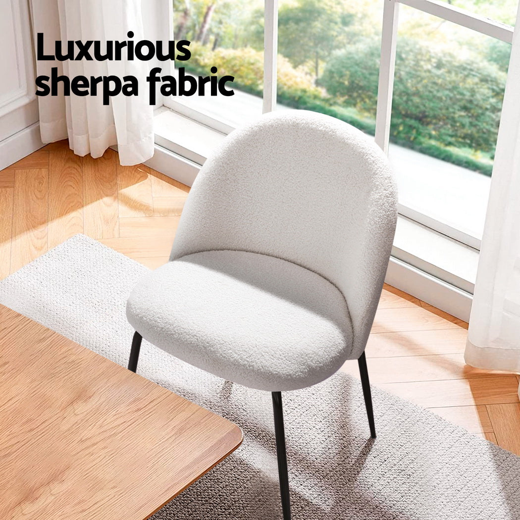 Artiss Dining Chairs Set of 4 Sherpa Boucle White-Furniture > Dining > Kitchen & Dining Chairs-PEROZ Accessories