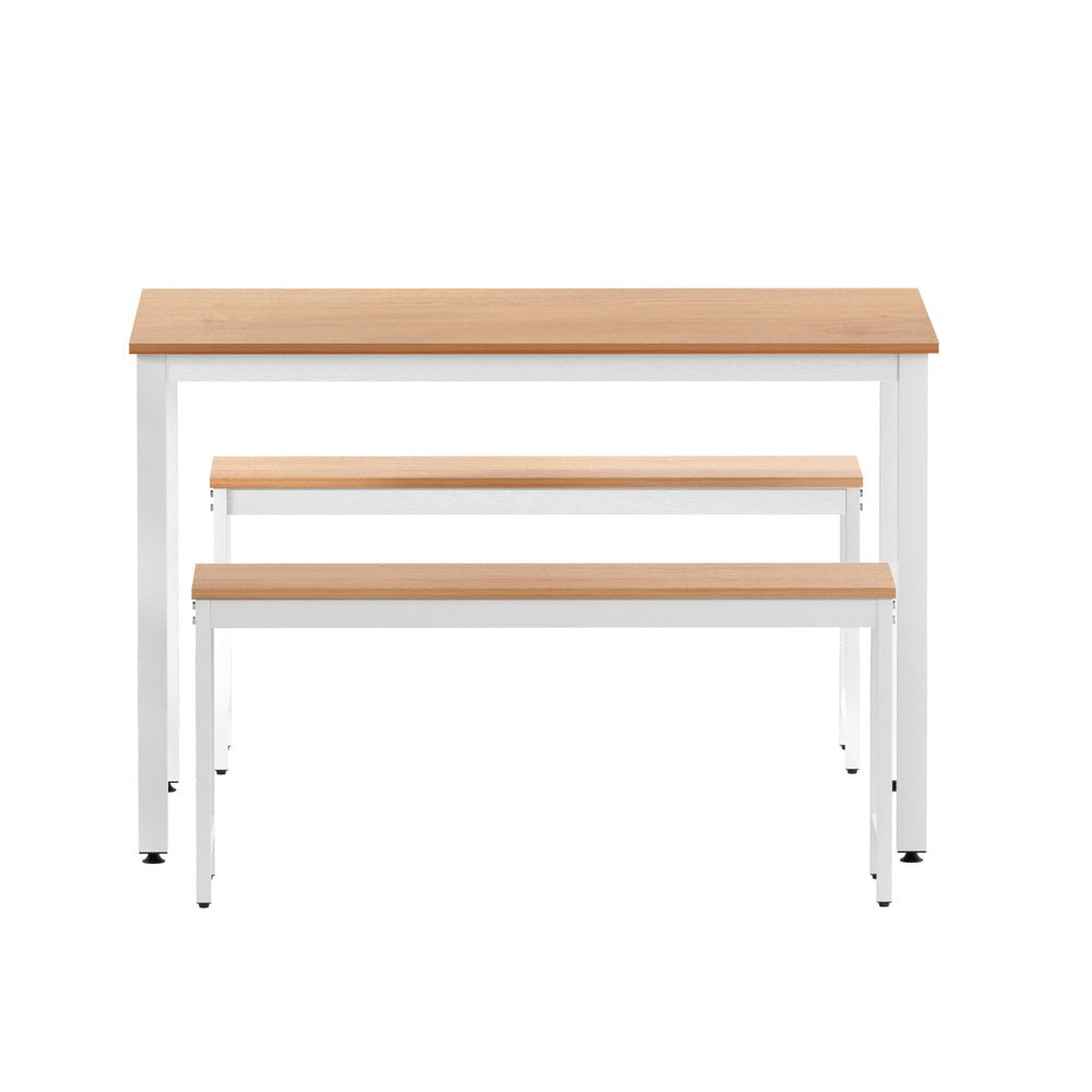 Artiss Dining Table and Chairs Set 3PCS Metal Desk Bench Sets Kitchen Furniture-Furniture > Dining > Dining Tables-PEROZ Accessories