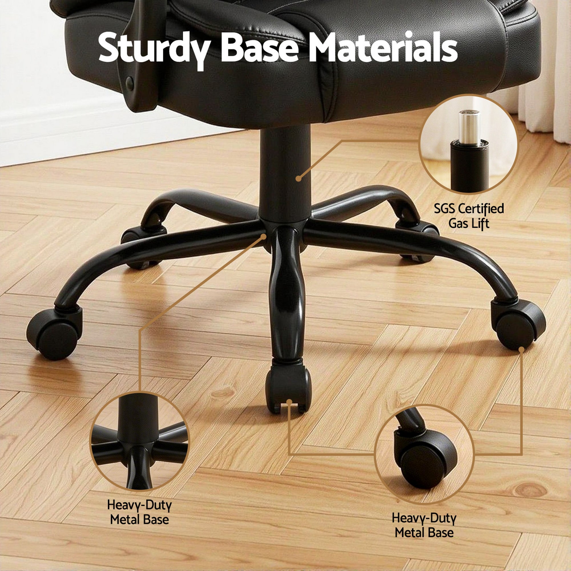 Artiss Massage Office Chair Executive Computer Gaming Chairs Black PU Leather-Furniture > Office-PEROZ Accessories