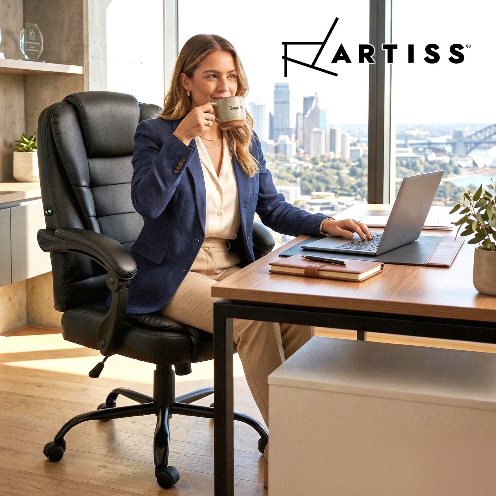 Artiss Massage Office Chair Executive Computer Gaming Chairs Black PU Leather-Furniture > Office-PEROZ Accessories