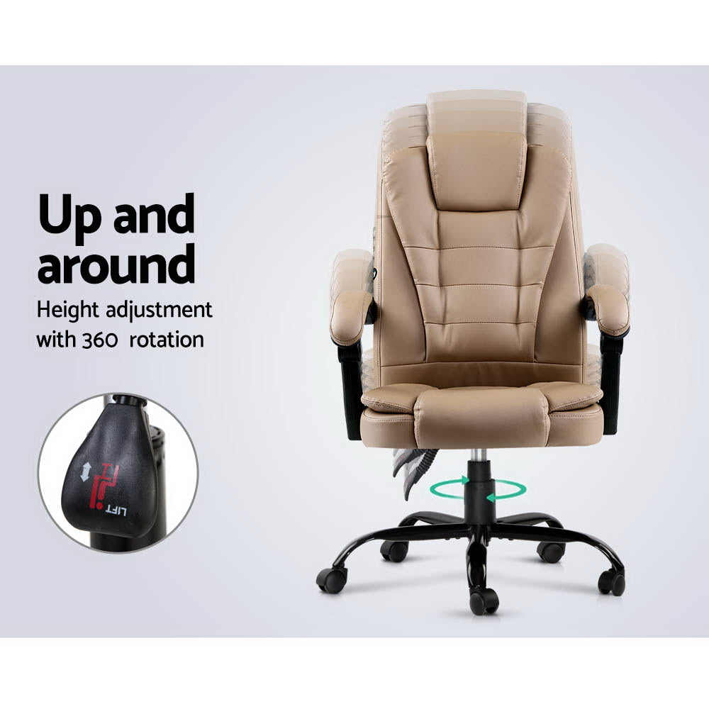 Artiss 2 Point Massage Office Chair PU Leather Espresso-Furniture > Office-PEROZ Accessories