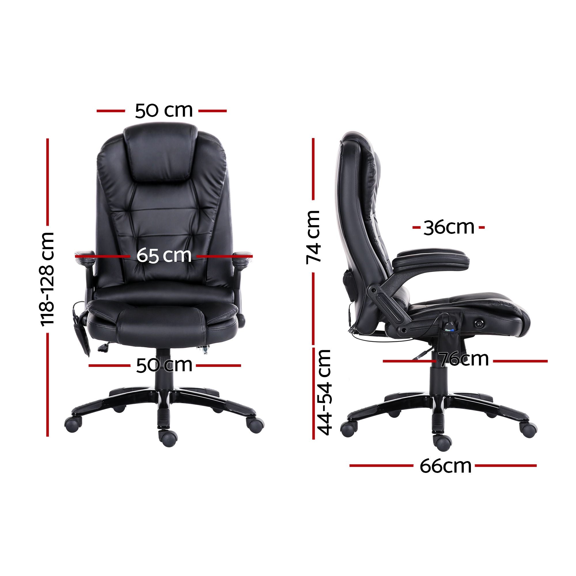 Artiss 8 Point Massage Office Chair Heated Seat Recliner PU Black-Furniture > Office-PEROZ Accessories