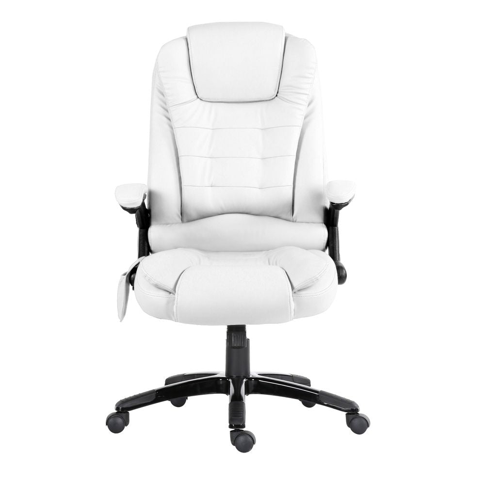 Artiss 8 Point Massage Office Chair Heated Seat Recliner PU White-Furniture > Office-PEROZ Accessories