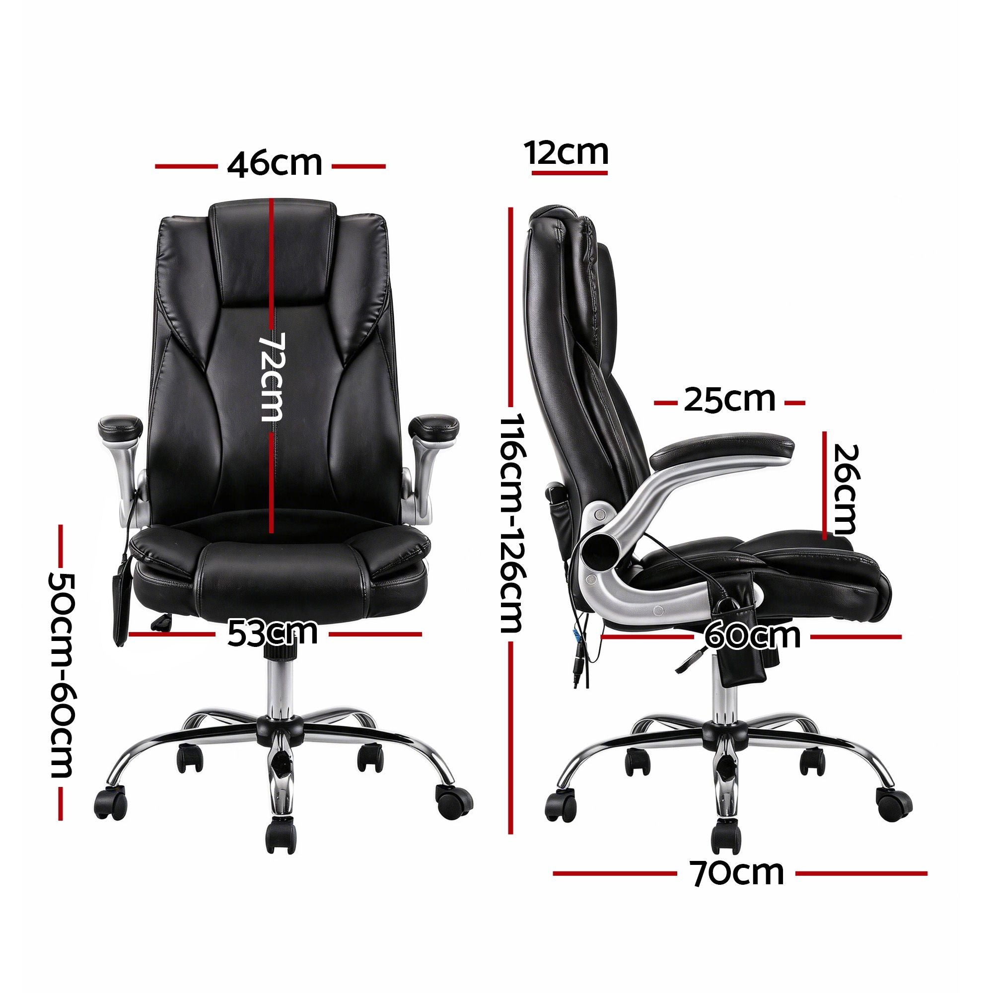 Artiss 8 Point Massage Office Chair PU Leather Black-Furniture > Office-PEROZ Accessories
