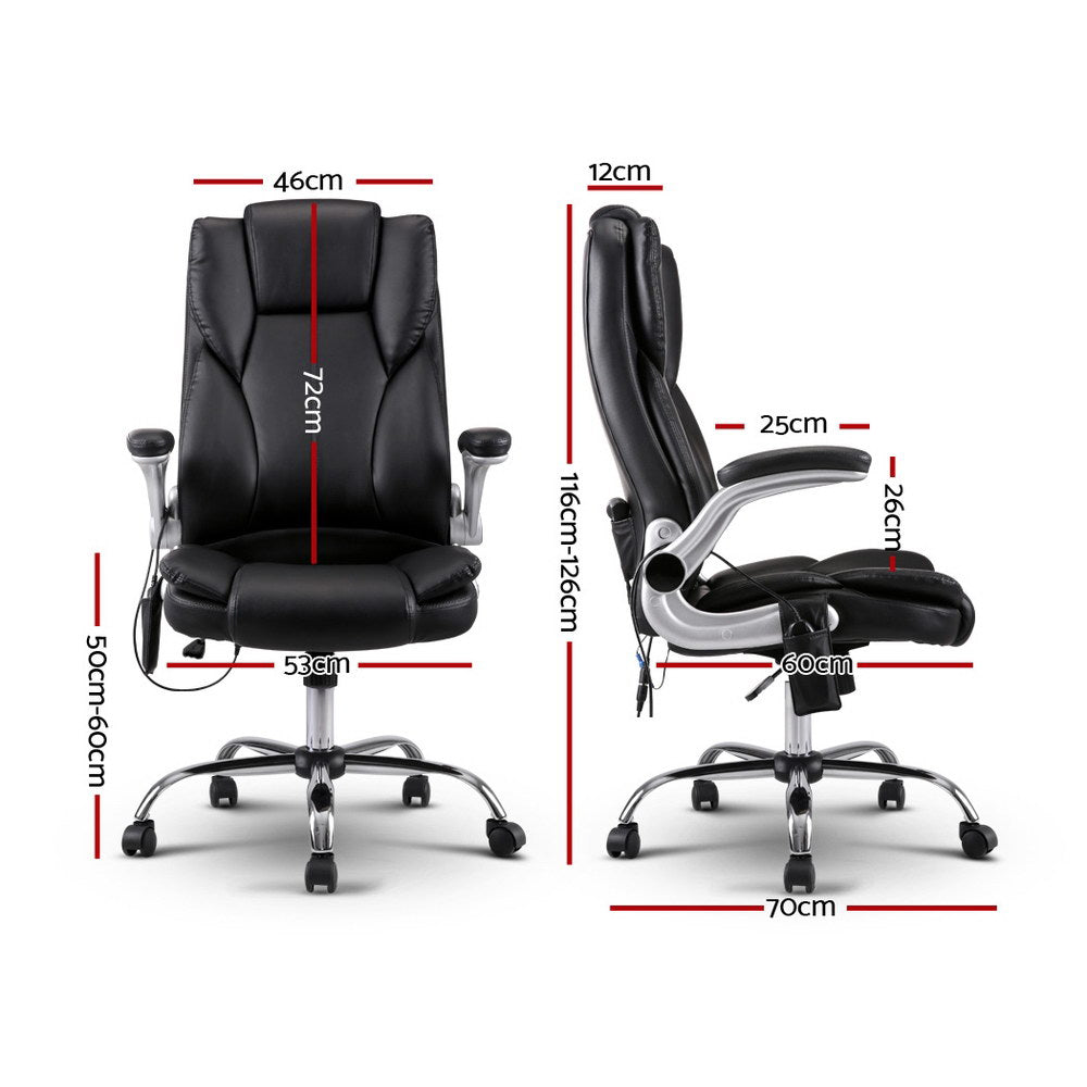 Artiss 8 Point Massage Office Chair PU Leather Black-Furniture > Office-PEROZ Accessories