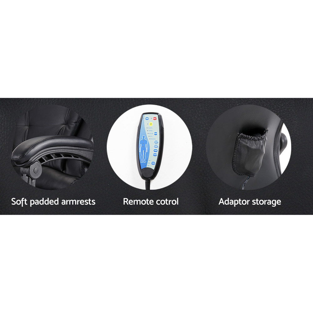 Artiss 8 Point Massage Office Chair PU Leather Footrest Black-Furniture > Office-PEROZ Accessories