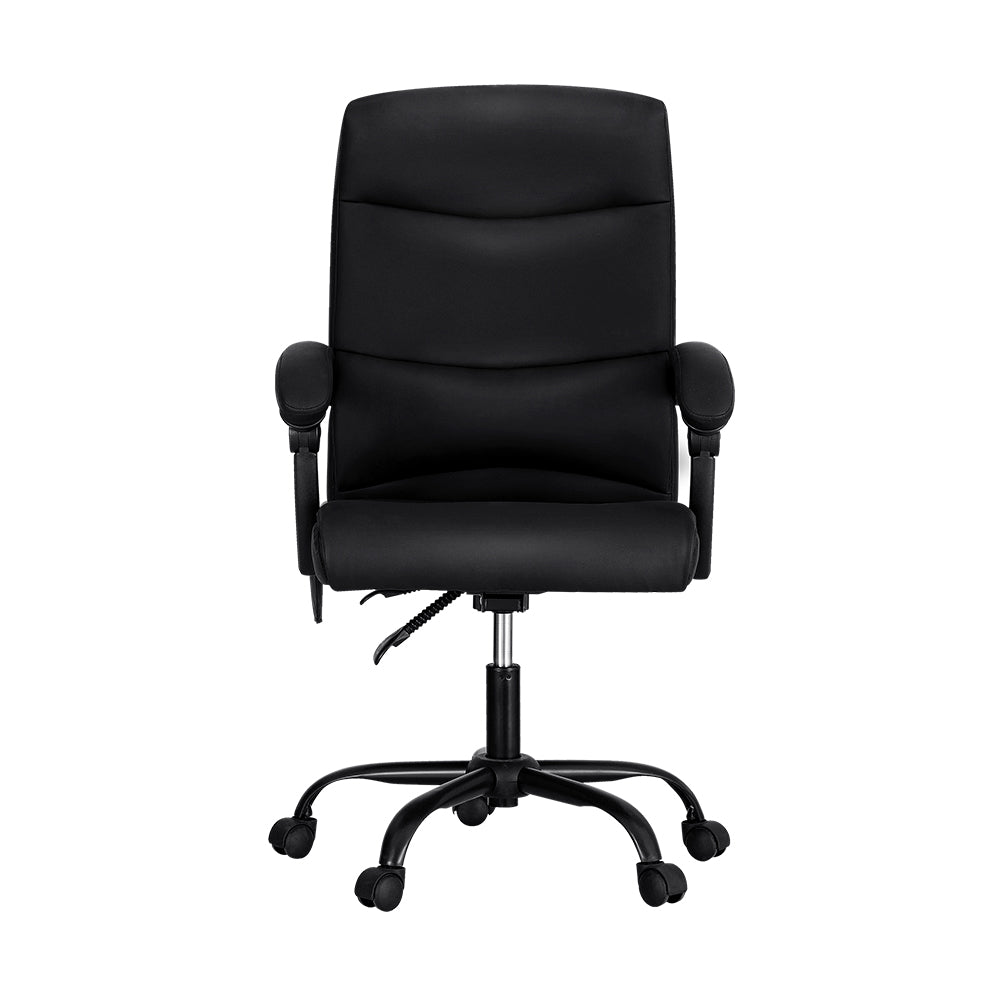 Artiss 2 Point Massage Office Chair PU Leather Black-Furniture > Office-PEROZ Accessories