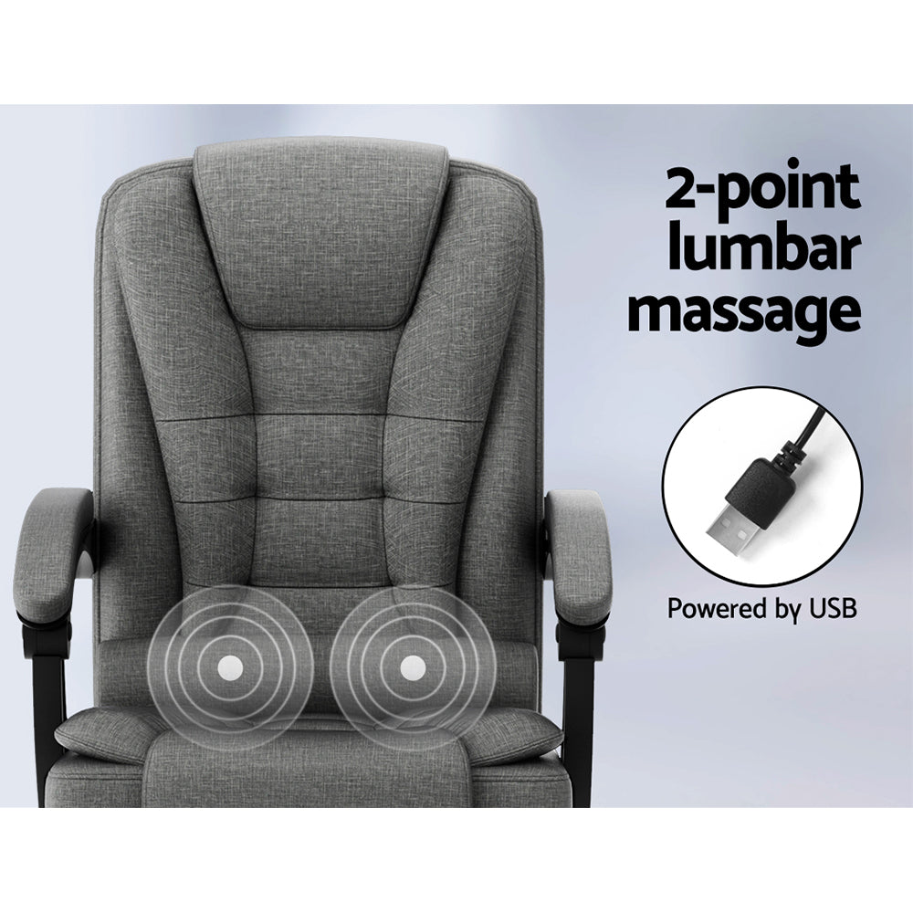 Artiss 2 Point Massage Office Chair Fabric Black-Health & Beauty > Massage-PEROZ Accessories