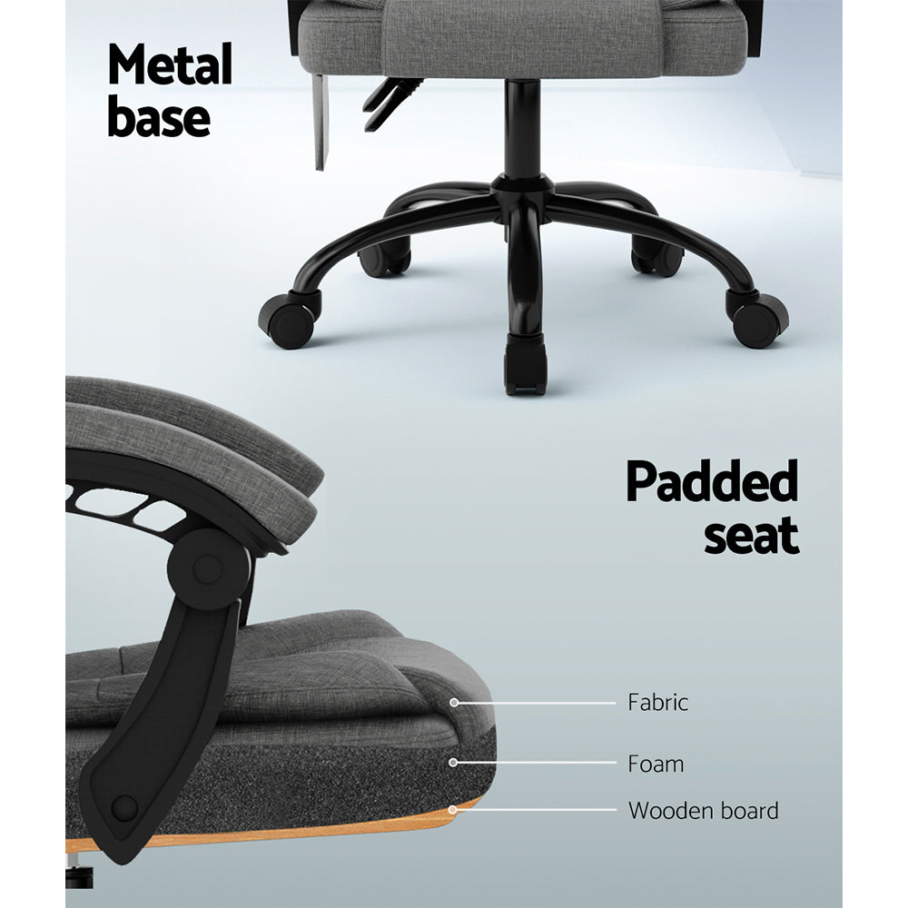 Artiss 2 Point Massage Office Chair Fabric Black-Health & Beauty > Massage-PEROZ Accessories