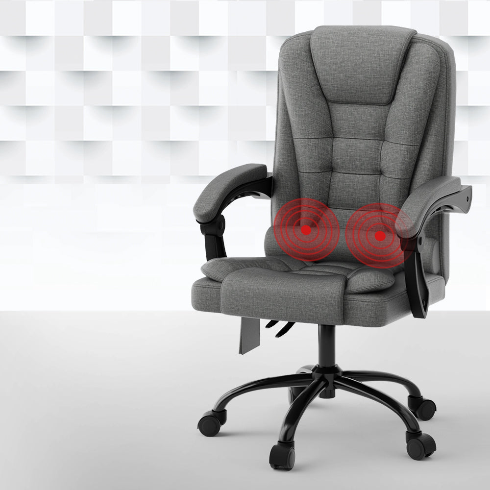 Artiss 2 Point Massage Office Chair Fabric Black-Health & Beauty > Massage-PEROZ Accessories