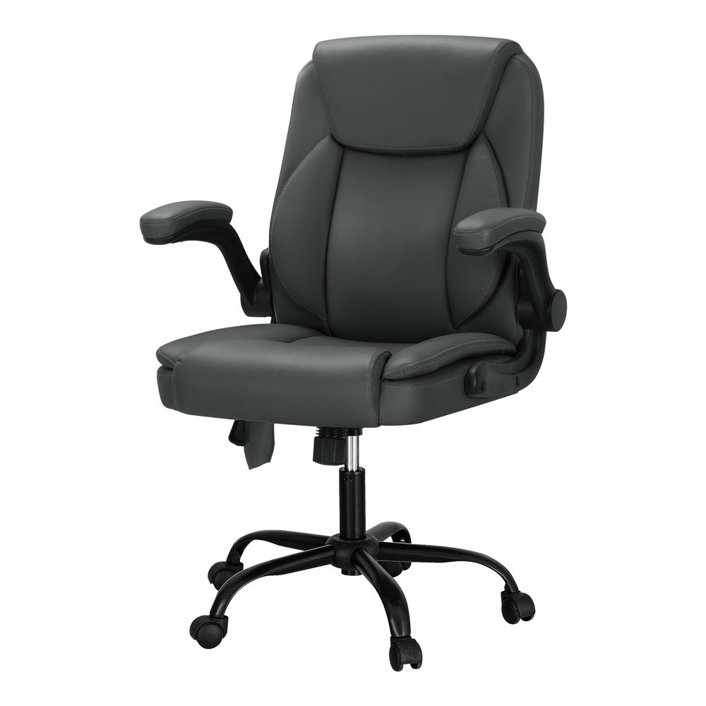 Artiss 2 Point Massage Office Chair Leather Mid Back Grey-Furniture > Office-PEROZ Accessories