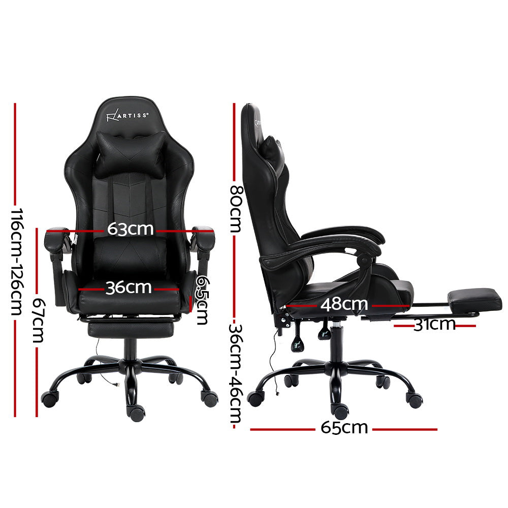 Artiss 2 Point Massage Gaming Office Chair Footrest Black-Furniture > Office-PEROZ Accessories
