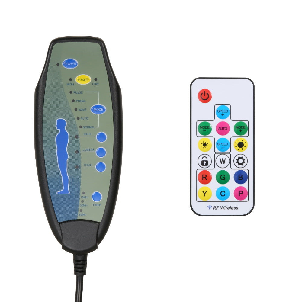 Artiss 6 Point Massage Gaming Office Chair 7 LED Footrest Black-Furniture > Office-PEROZ Accessories