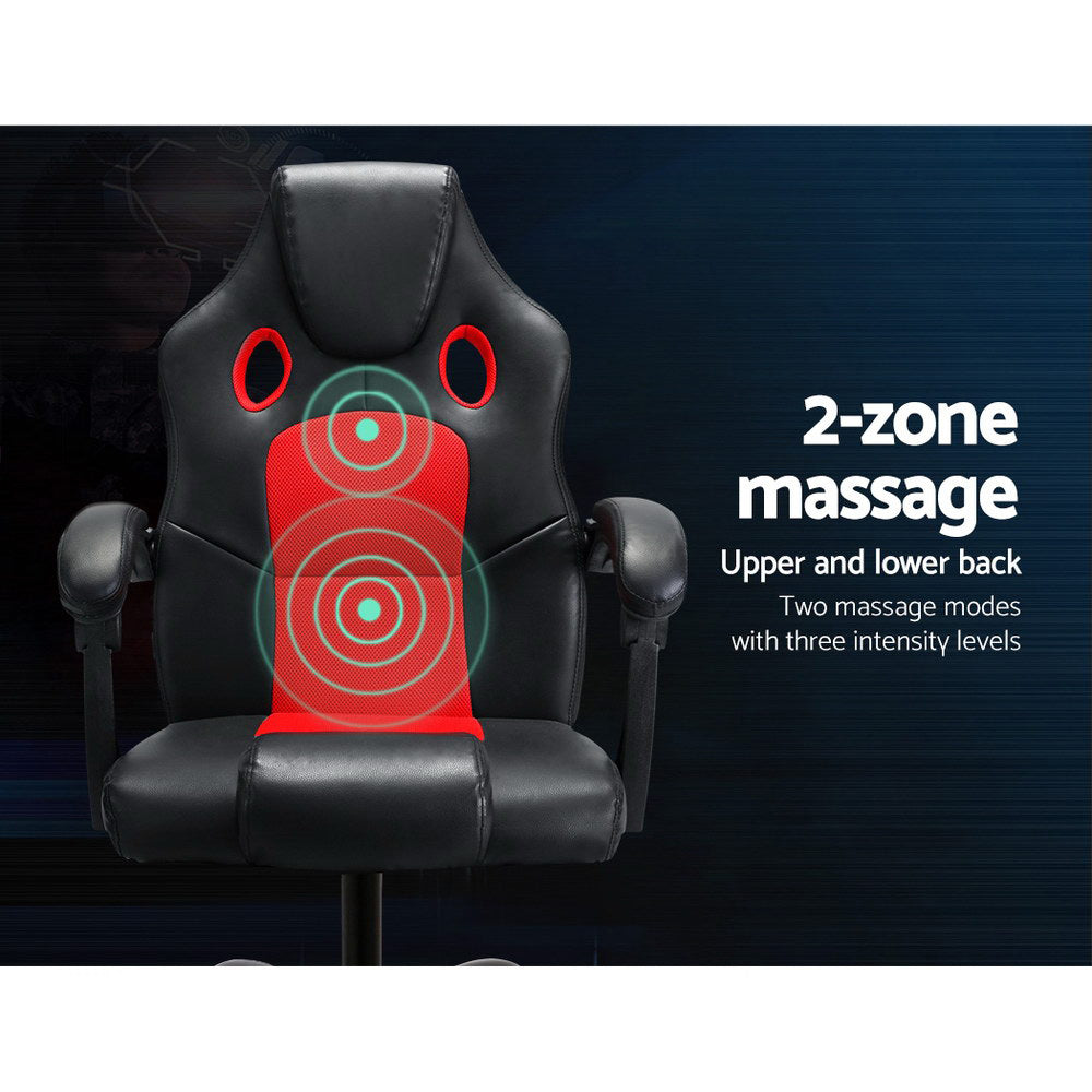 Artiss 2 Point Massage Gaming Office Chair PU Leather Red-Furniture > Office-PEROZ Accessories