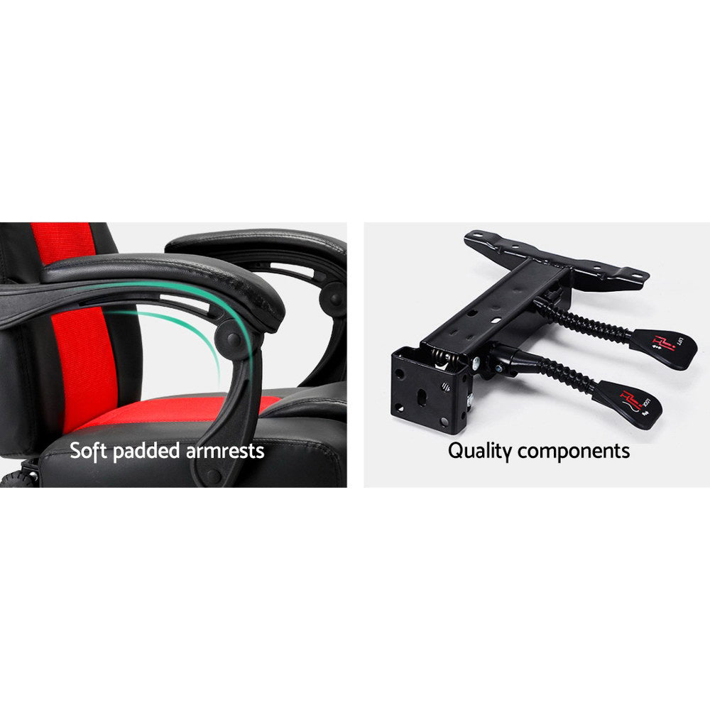 Artiss 2 Point Massage Gaming Office Chair PU Leather Red-Furniture > Office-PEROZ Accessories