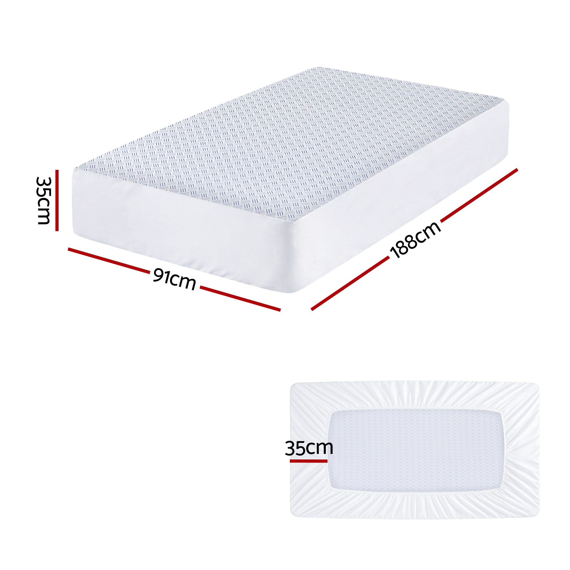 Giselle Cooling Mattress Protector Waterproof Deep Pocket Fitted Cover Single-Home & Garden > Bedding > Mattress Protectors-PEROZ Accessories