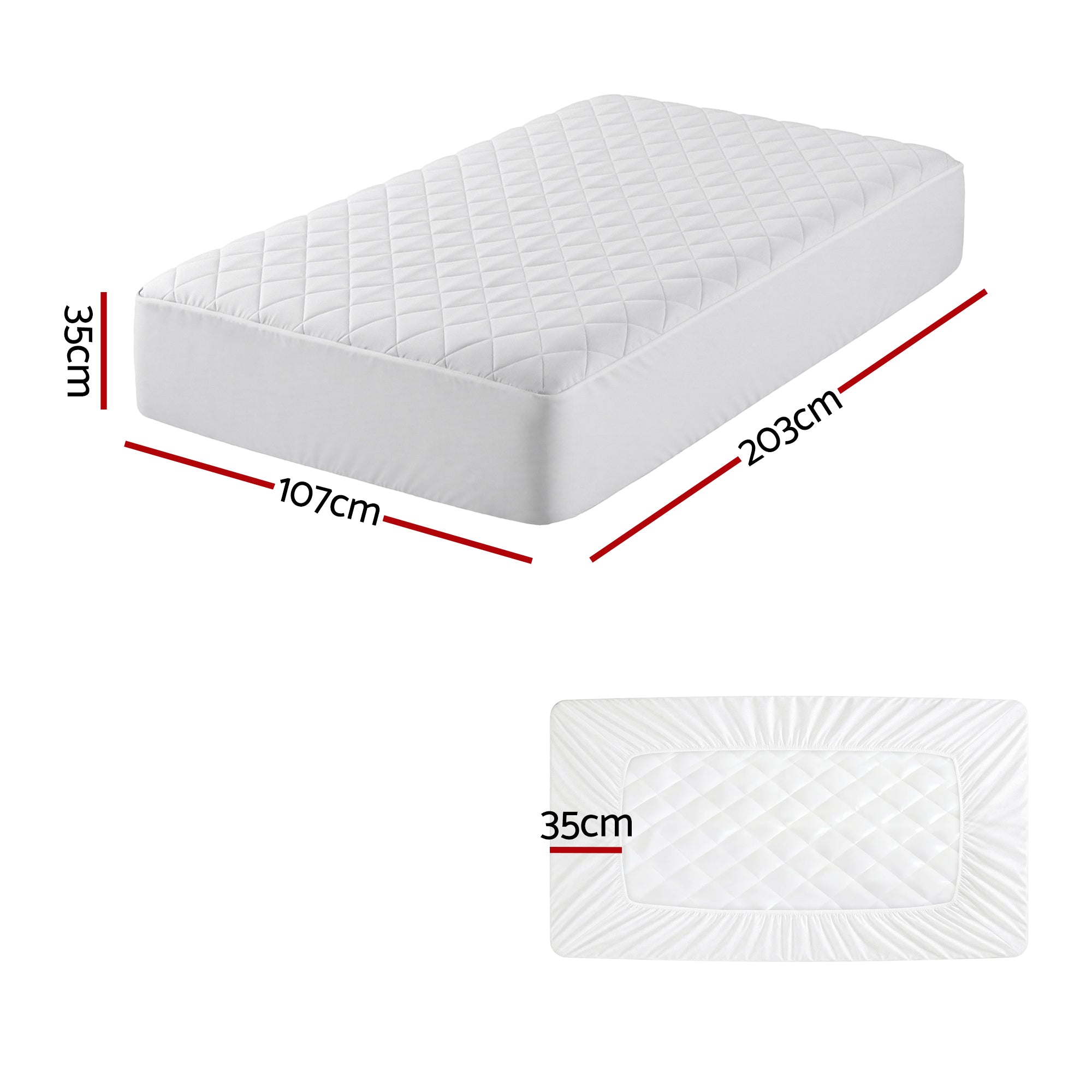 Giselle Waterproof Mattress Protector 100% Cotton Quilted Fitted Cover King Single-Home & Garden > Bedding > Mattress Protectors-PEROZ Accessories