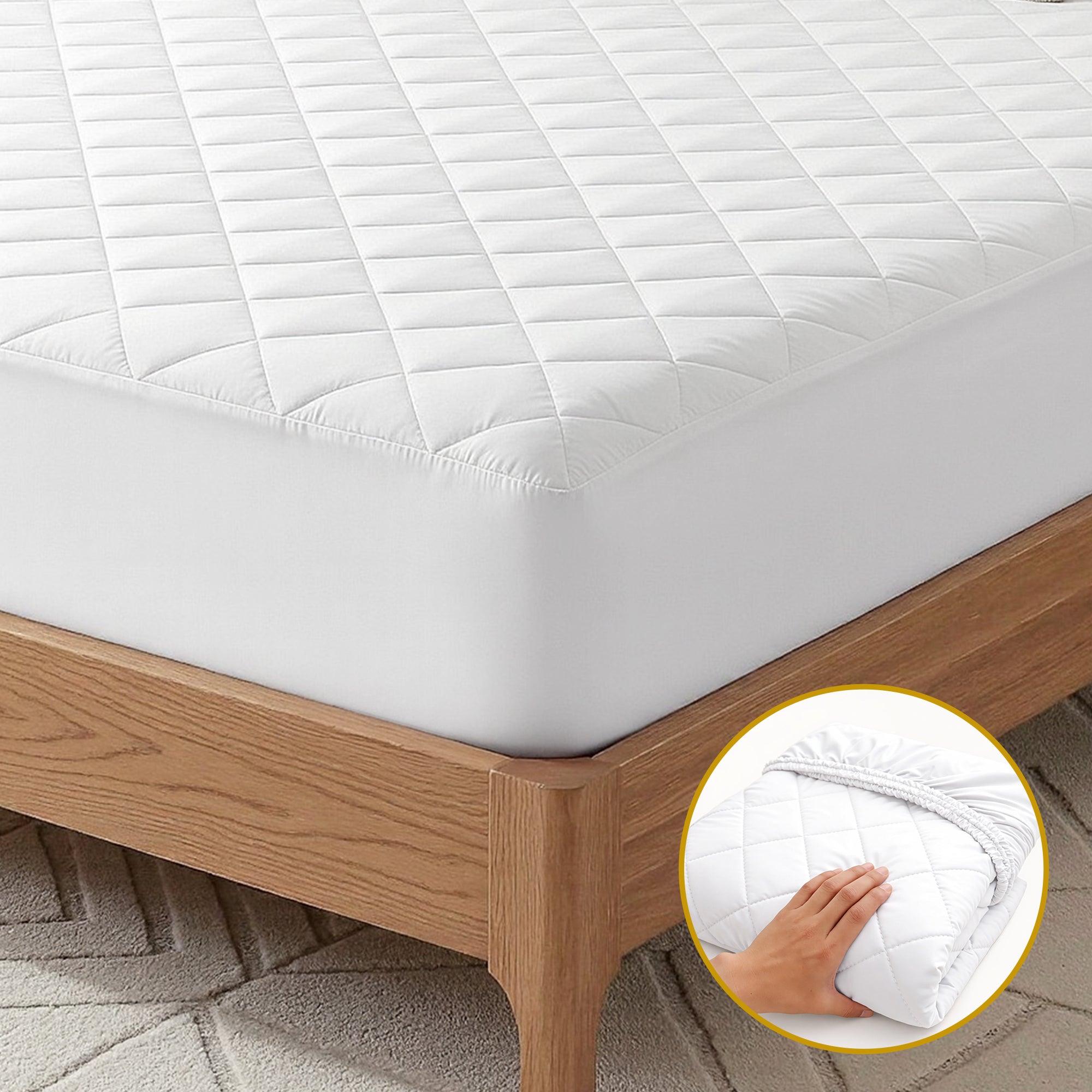 Giselle Waterproof Mattress Protector 100% Cotton Quilted Fitted Cover Single-Home & Garden > Bedding > Mattress Protectors-PEROZ Accessories