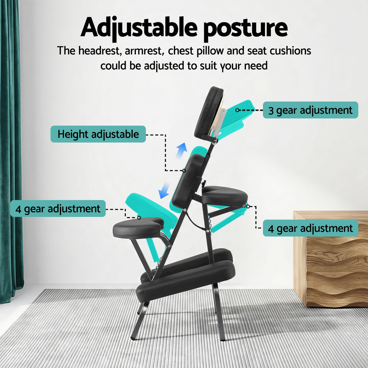 Zenses Portable Massage Chair Lightweight Folding Tattoo Lash Beauty Bed-Furniture > Bar Stools & Chairs > Massage Chairs-PEROZ Accessories