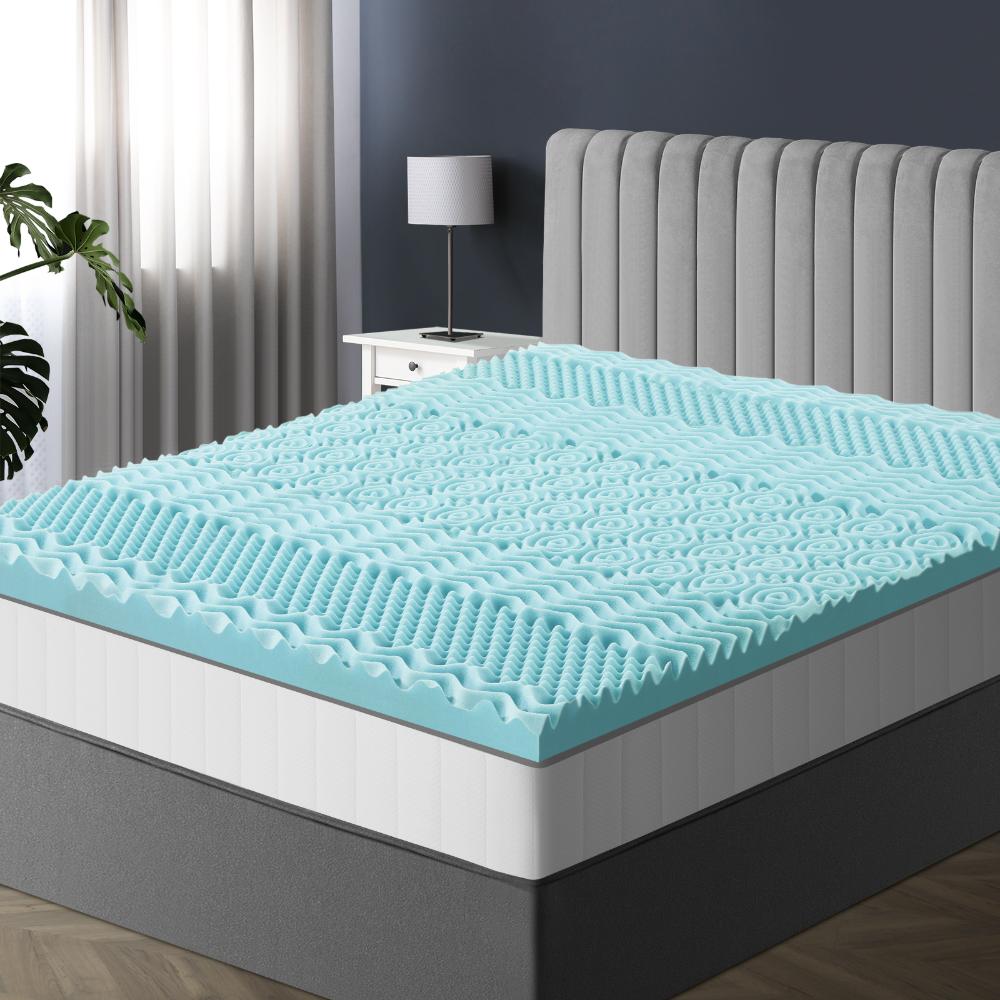 Bedra King Single 8CM Memory Foam Mattress Topper Cool Gel Bed Bamboo Cover 7-Zone-Memory Foam Mattress Topper-PEROZ Accessories