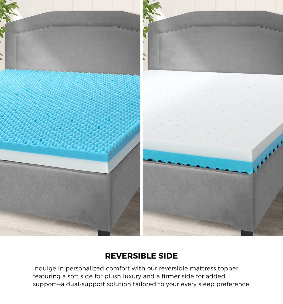 Bedra Memory Foam Mattress Topper Reversible Cool Gel 10cm King Single-Mattress Toppers-PEROZ Accessories
