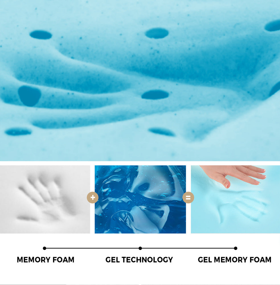 Bedra Memory Foam Mattress Topper Reversible Cool Gel 10cm King Single-Mattress Toppers-PEROZ Accessories
