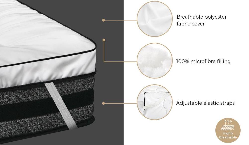 Bedra Microfibre Mattress Topper Luxury Pillowtop King-Mattress Toppers-PEROZ Accessories