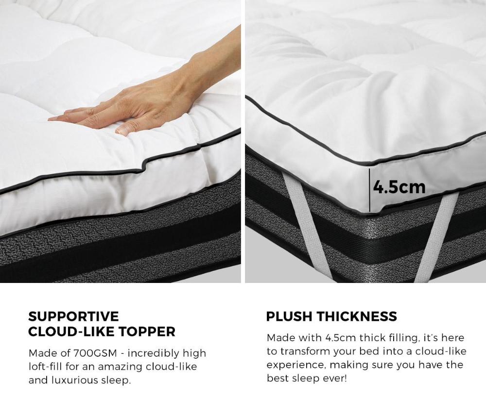 Bedra Microfibre Mattress Topper Luxury Pillowtop King-Mattress Toppers-PEROZ Accessories
