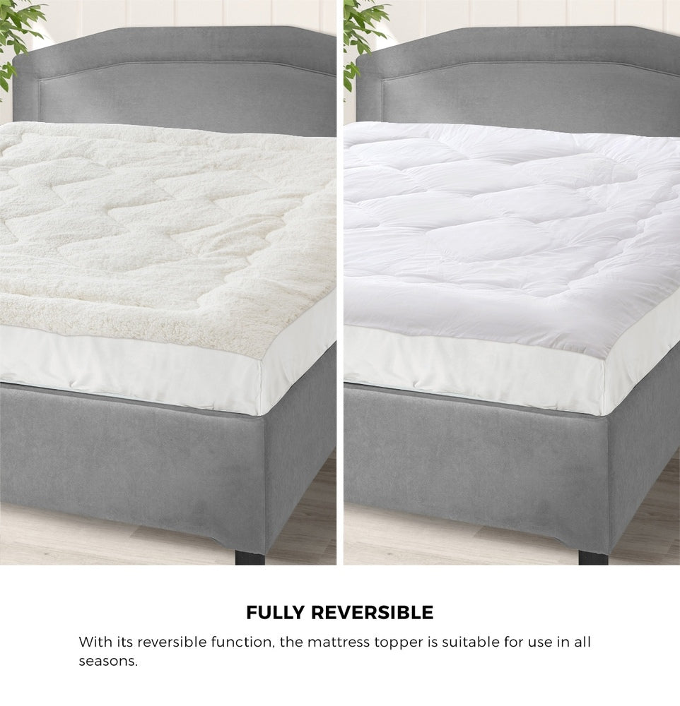 Bedra Fleece Mattress Topper Reversible Pillowtop King-Pillow Top Mattress Toppers-PEROZ Accessories
