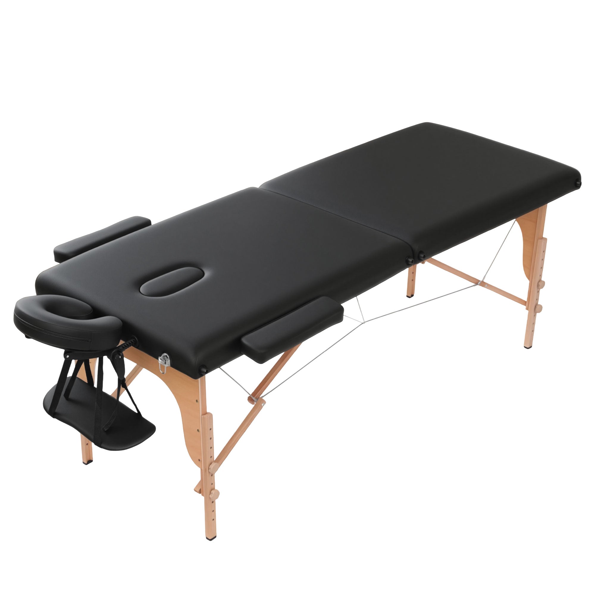 Zenses Massage Table 70cm Portable 2 Fold Wooden Beauty Waxing Therapy Bed Black-Health & Beauty > Massage & Relaxation > Massage Tables-PEROZ Accessories