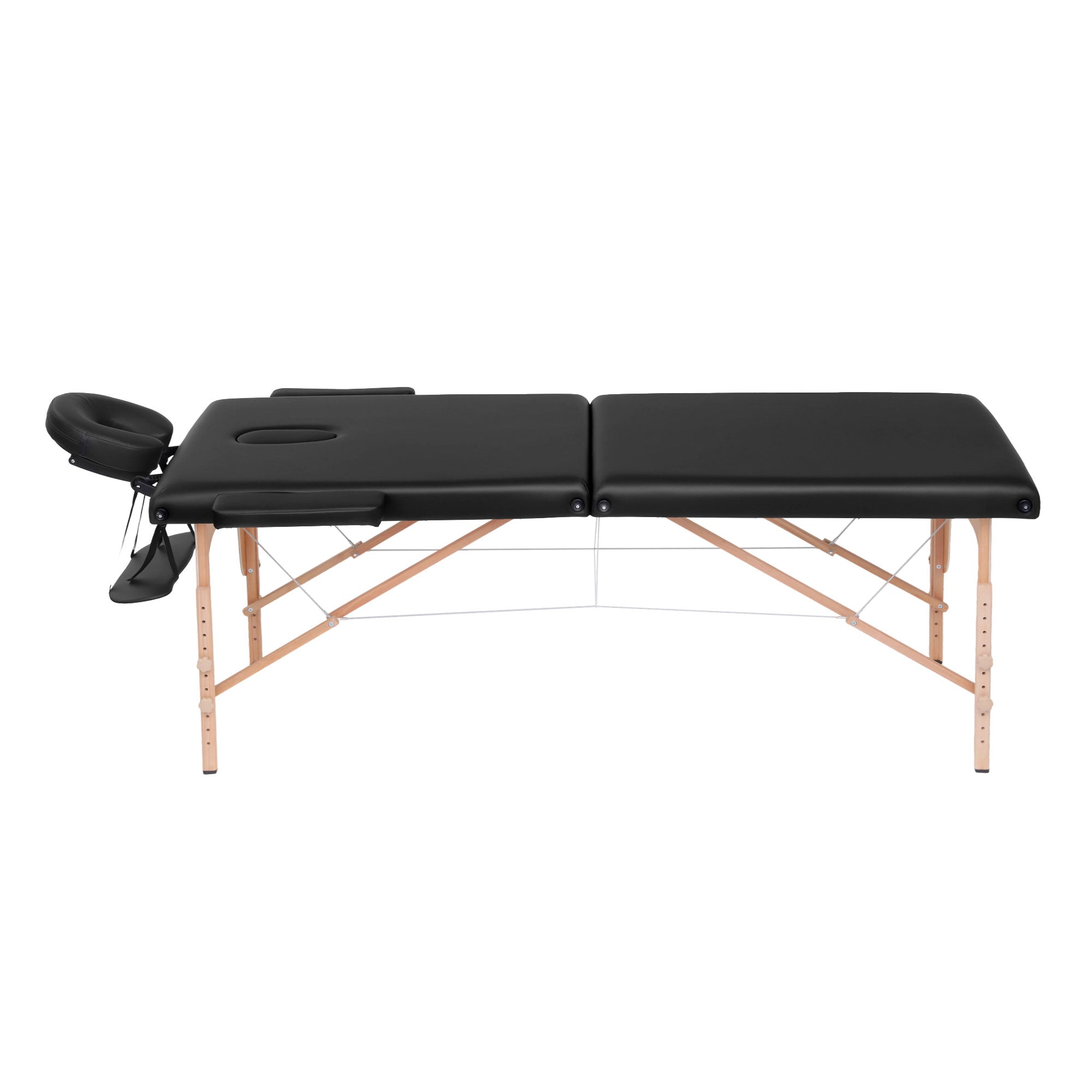 Zenses Massage Table 70cm Portable 2 Fold Wooden Beauty Waxing Therapy Bed Black-Health & Beauty > Massage & Relaxation > Massage Tables-PEROZ Accessories