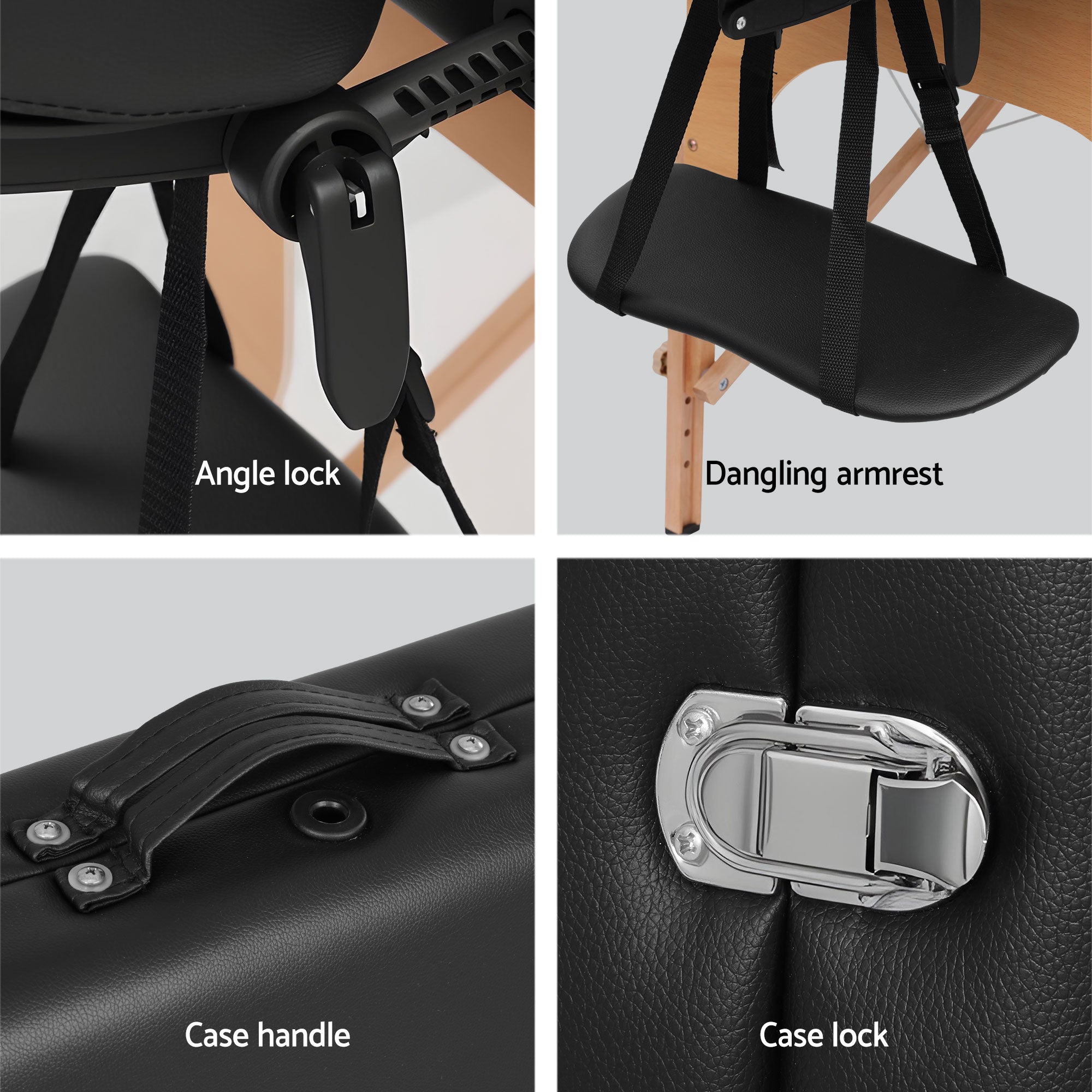 Zenses Massage Table 70cm Portable 2 Fold Wooden Beauty Waxing Therapy Bed Black-Health & Beauty > Massage & Relaxation > Massage Tables-PEROZ Accessories