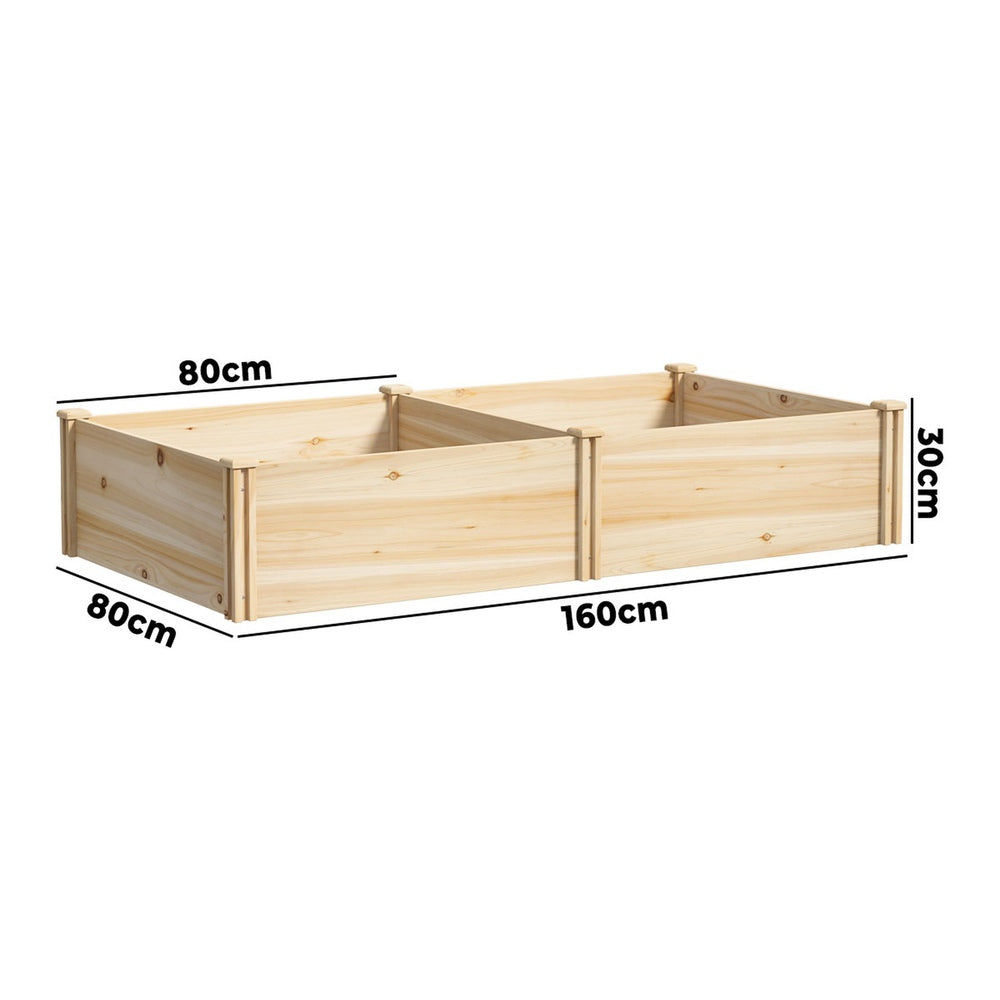Livsip Garden Bed 160x80x30cm Raised Wooden Planter-Garden Bed-PEROZ Accessories