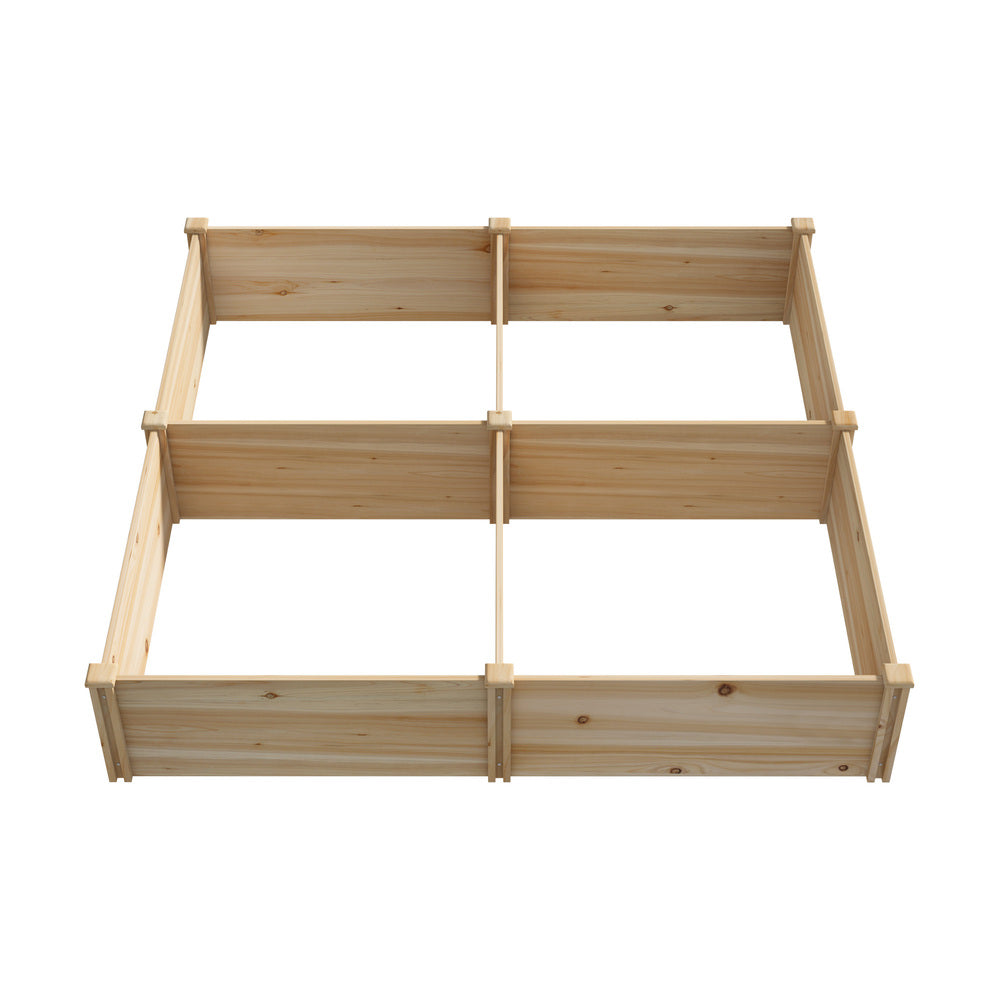 Livsip Garden Bed Set of 4 Raised Wooden Planter 80x80x30cm-Garden Bed-PEROZ Accessories