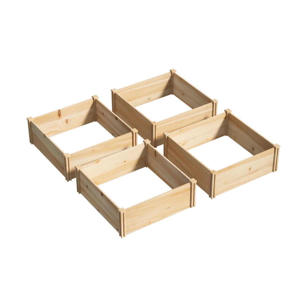Livsip Garden Bed Set of 4 Raised Wooden Planter 80x80x30cm-Garden Bed-PEROZ Accessories