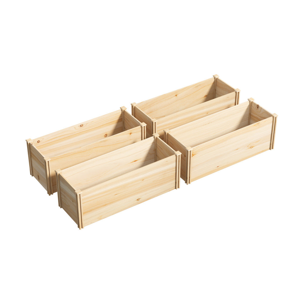 Livsip Garden Bed Set of 4 Raised Wooden Planter 120x45x45cm-Garden Bed-PEROZ Accessories