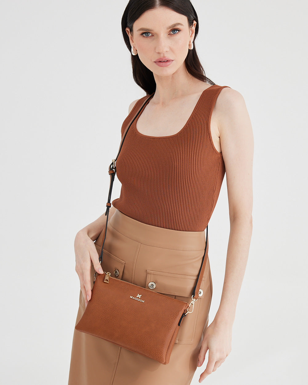 Avery 3 Compartment Crossbody Bag + Aztec Bag Strap-Crossbody Bags-PEROZ Accessories
